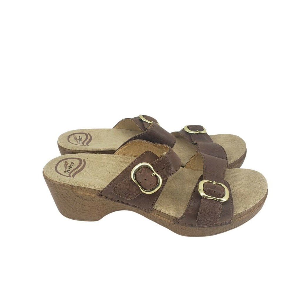 Dansko Womens Size 11 Brown Leather Slip On Sandal